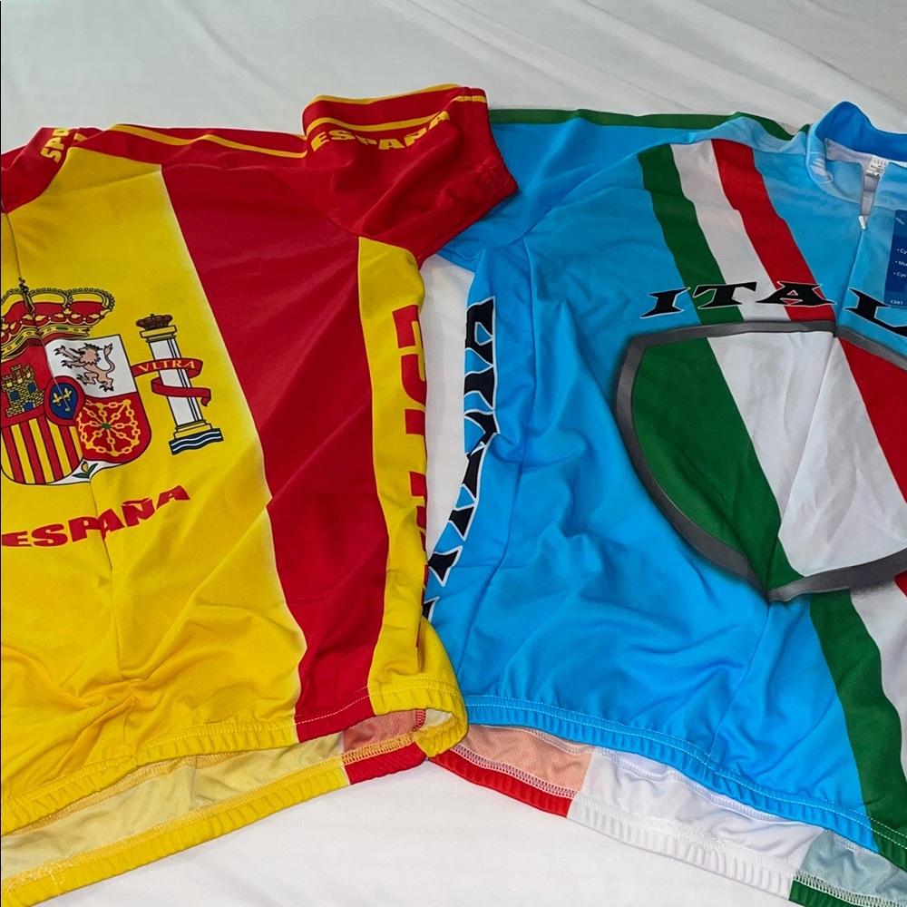 Spain and Italy Men's Cycling Jersey Set - Red/Yellow and Blue